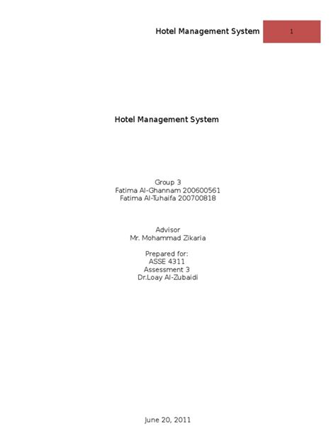 Hotel Management System | PDF | Use Case | Login