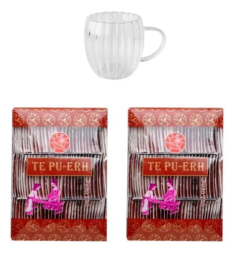 2 Té Pu erh 100 Bolsitas Original Vaso Glass Doble Fondo Cuotas sin