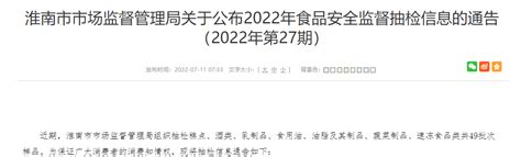 安徽省淮南市市场监督管理局抽检49批次食品 全部合格 中国质量新闻网