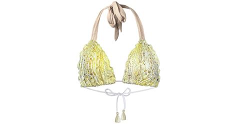 ELIN RITTER IBIZA Lemon Snake Print Tie Side Bikini Top Georgia In Metallic Lyst