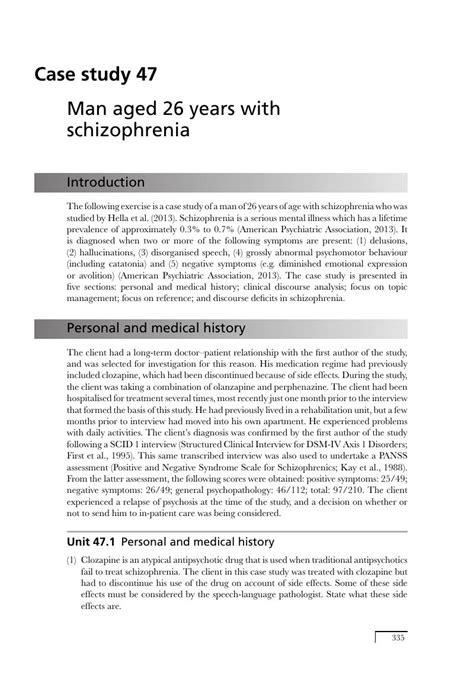 schizophrenia case study examples