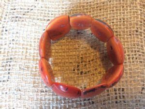 Orange Beaded Tagua Seed Bracelet Galapagos Tagua Jewelry