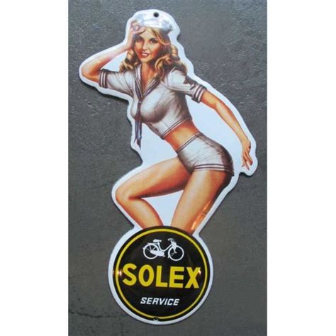 Mini Plaque Emaill E Pin Up En Habit De Marin Logo Solex Tole Email