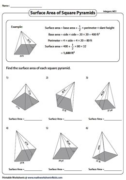 Surface Area Of A Pyramid Worksheet With Answers Worksheets For