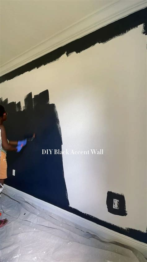 DIY Black Accent Wall | Black accent walls, Accent wall, Wall painting