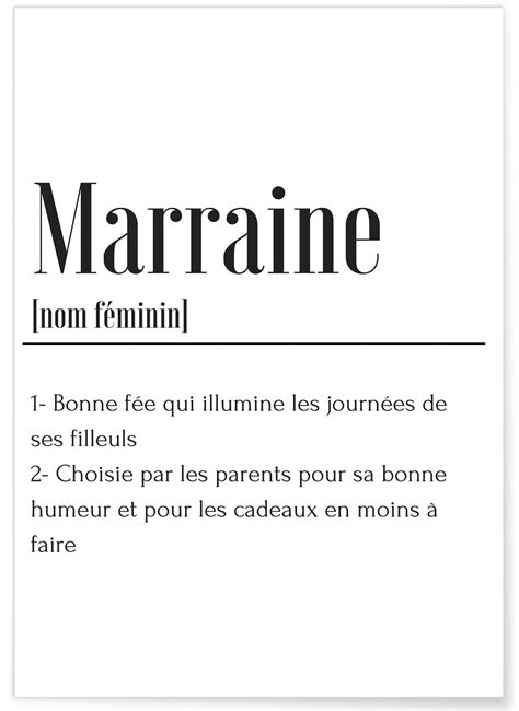 Affiche Définition Marraine LAfficherie Marraine Citation