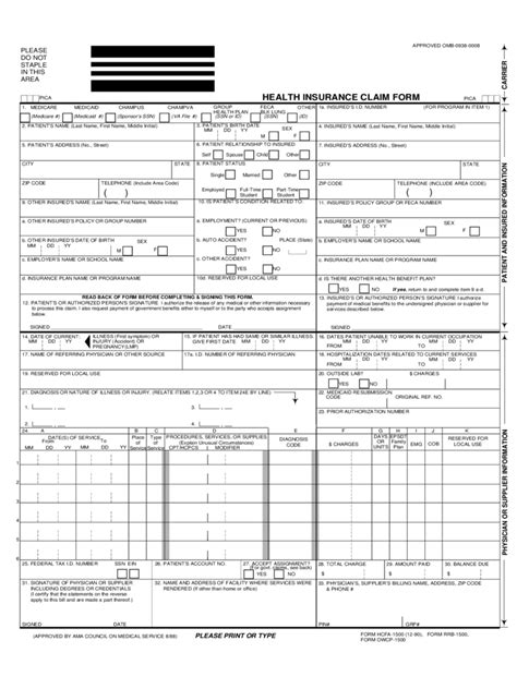 Health Care Claim Form 2 Free Templates In Pdf Word Excel Download