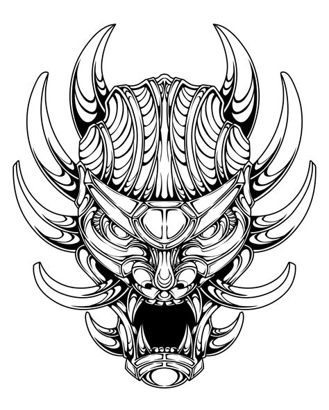 vector oni mask tattoo tribal 18857481 Vector Art at Vecteezy