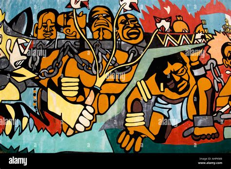 95m Long Mural Near The Airport Depicting The Civil War Maputo Stock