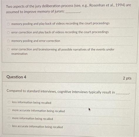 Solved Two aspects of the jury deliberation process (see, | Chegg.com