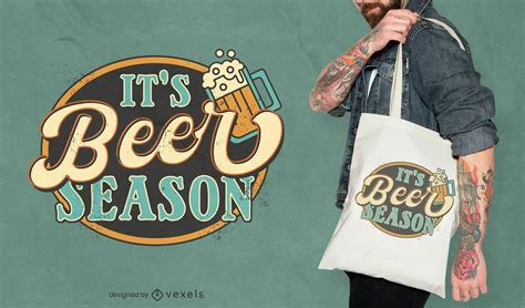 Beer Season Vintage Tote Bag Design Vector Download