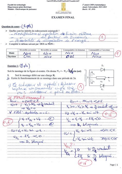 Examen 1 Electronique De Puissance Studocu