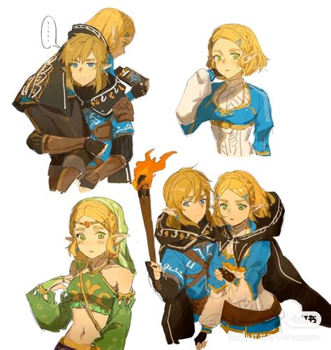 Link And Princess Zelda The Legend Of Zelda And 1 More Drawn By