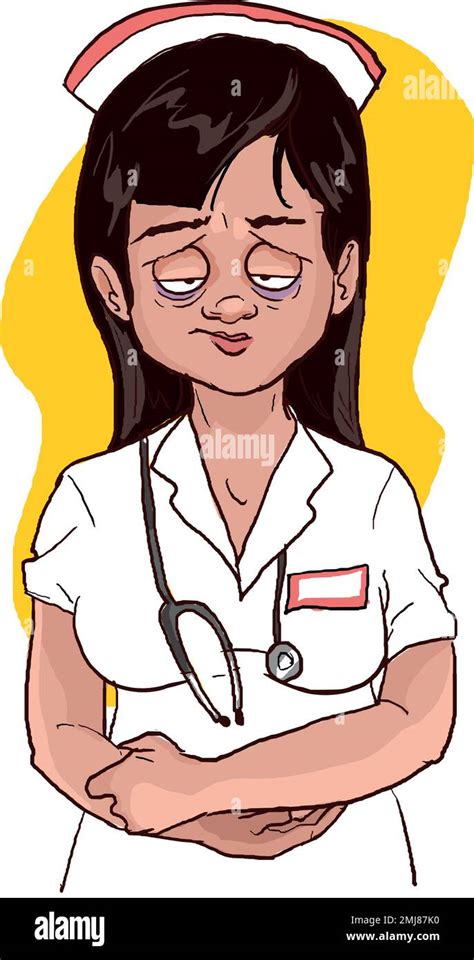 Tired young nurse vector illustration Stock Vector Image & Art - Alamy