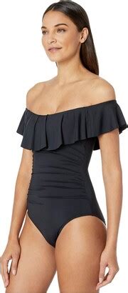 La Blanca Island Goddess Off The Shoulder Ruffled Tummy Control One