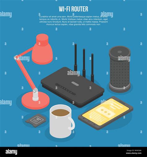 Home Wifi Router Concept Banner Isometric Style Stock Vector Image