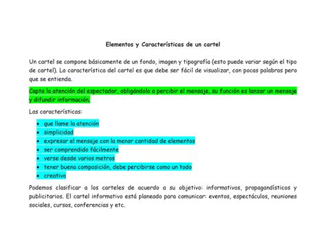 Elementos y Características de un cartel Elementos y CaracterÌsticas