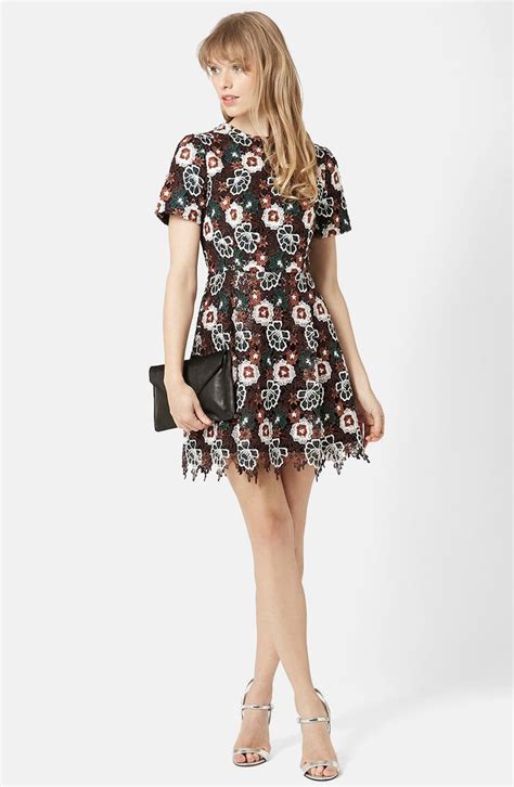 Topshop Floral Lace Fit And Flare Dress Nordstrom