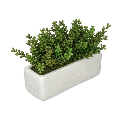 Artificial Sedum Garden in Sandy-Texture Rectangle – House of Silk Flowers®