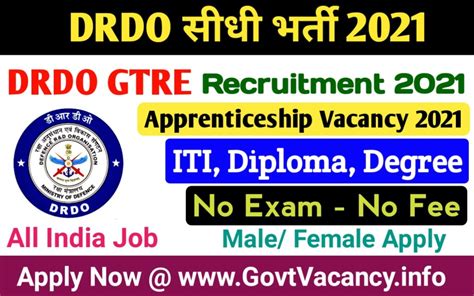 Drdo Apprentice Recruitment 2021 Apply Online For 150 Posts