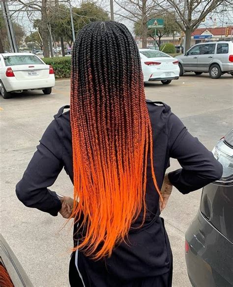 Small Ombré Black And Orange Box Braids Pretty Braided Hairstyles Cute Braided Hairstyles