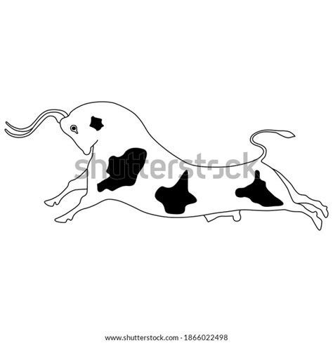 Running Bull Black White Silhouette Ancient Stock Vector (Royalty Free ...