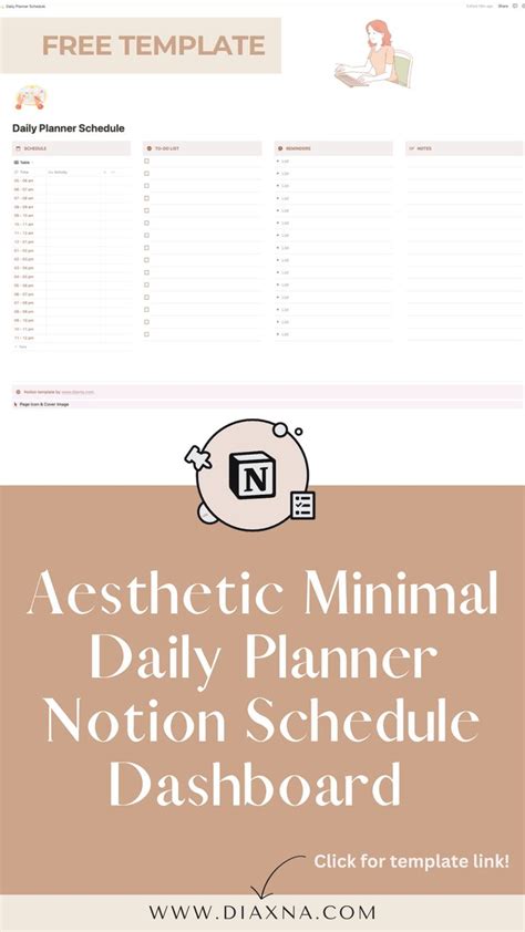 Free Aesthetic Minimal Daily Planner Notion Schedule Dashboard Template