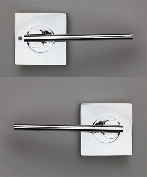 Nidus Door Handle Mediterranean Metro Square Privacy Lever Set Polished Chrome