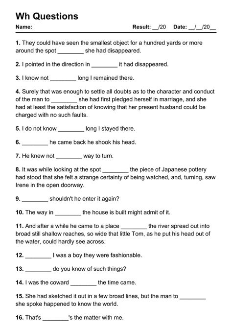 101 Wh Questions Pdf Worksheets With Answers 2032 Exercises Grammarism