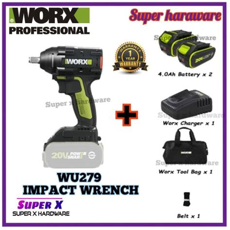 Worx Wu279 1 2 20v 320n M Battery Brushless Motor Impact Wrench