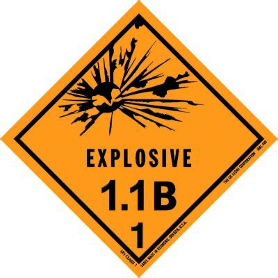 Explosive 1 1B HazMat Vinyl Labels 4 X 4