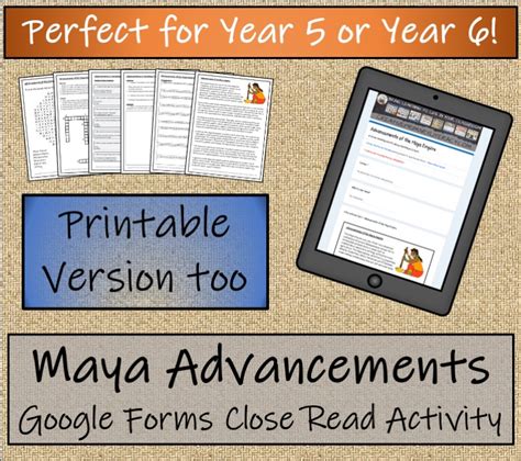 Advancements Of Maya Empire Reading Comprehension Digital Print