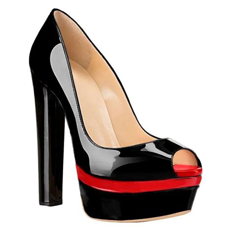 Onlymaker Women's Peep Toe Super High Heel Platform Slip On Pumps Block ...