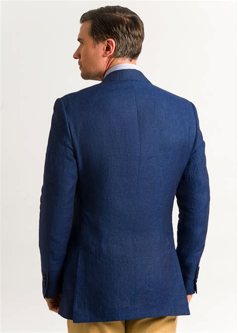 Dark Blue Plain Linen Jacket Roderick Charles