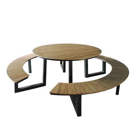 Axi Taco Table De Pique Nique Avec Bancs Rond Anthracite Avec