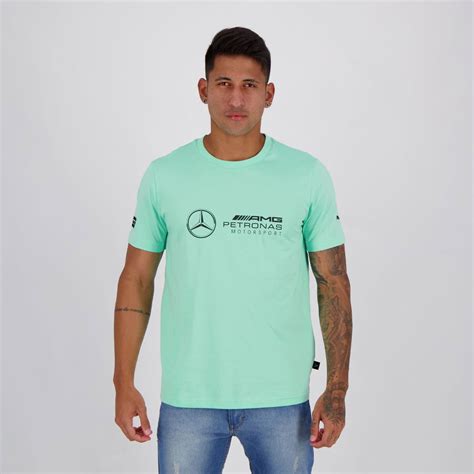 Camiseta Puma Mercedes Amg Petronas Logo Verde Turquesa Futfanatics