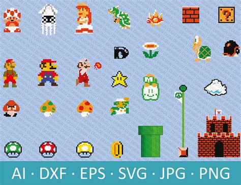 Super Mario Bros Clipart Mario Pixels Bit Vector Classic