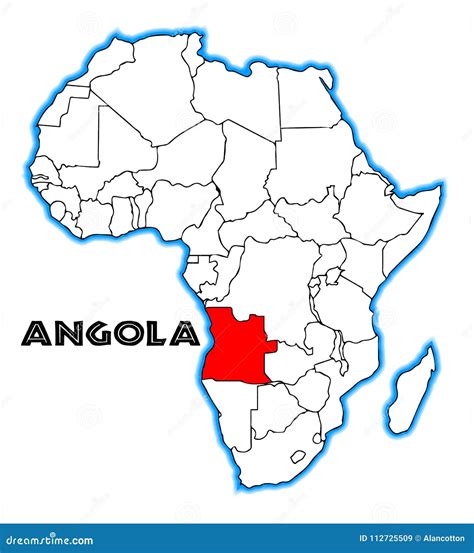 Angola Outline Map Country Shape Cartoon Vector Cartoondealer