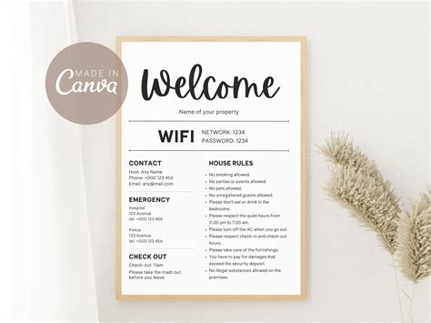 Airbnb Page House Rules Editable Airbnb Welcome Sign Welcome Guide