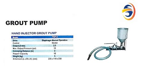 Toku Tgp Manual Grout Pump Discharged Capacity L Min Max