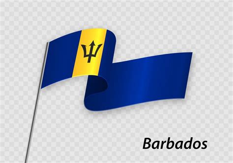 Waving flag of Barbados on flagpole. Template for independence day ...