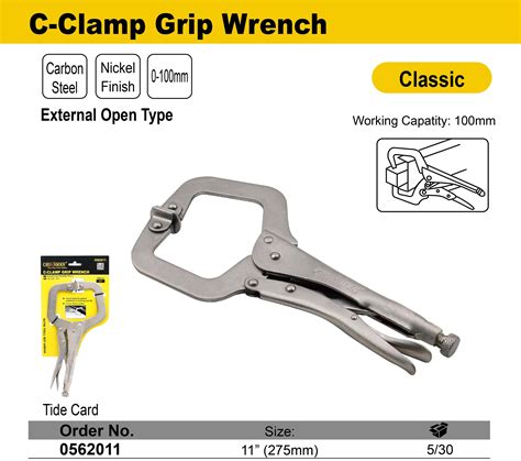 Crownman Holding Tools, 11" C Clamp Grip Wrench External Open Type ...