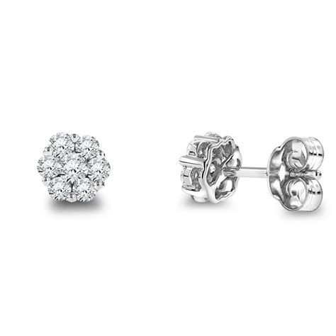 14k Gold Round Diamond Cluster Stud Earrings 05 802958