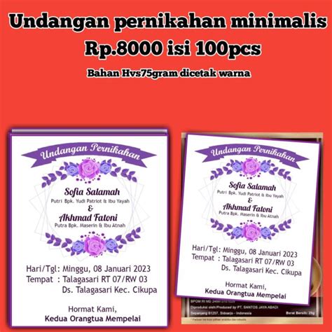 Undangan Pernikahan Mini Murah Untuk Di Masako Kopi Permen Dll Isi