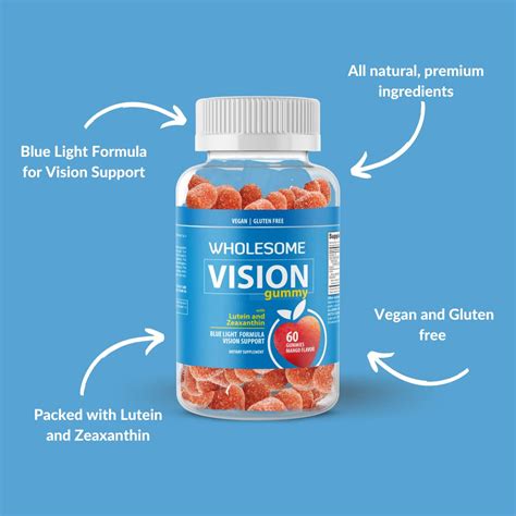 Buy 100 Natural Vision Gummies With Lutein And Zeaxanthin Low Sugar