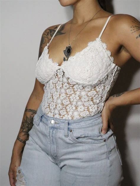 White Lace Tank Top Handm