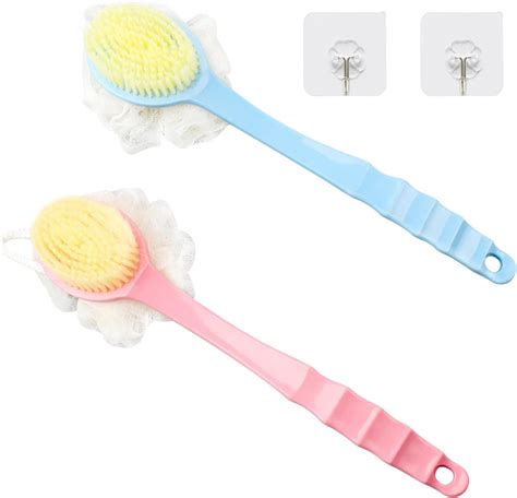 Pack Shower Body Brushes With Bristles And Loofah Bath Brush With