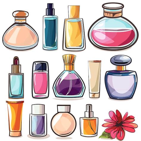 Premium Vector A Drawing Of Different Bottles Of Perfumes And Perfumes