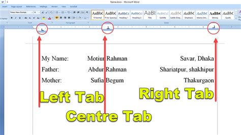 Right Tab Left Tab Centre Tab Tabs Position A To Z YouTube