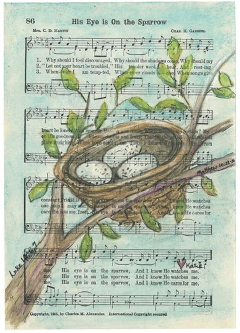 His Eye Is On The Sparrow Hymn Watercolor Print And Cards